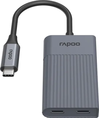 Produktbild von Rapoo UCH-4013, USB Typ-C, USB 3.2 Gen 1 (3.1 Gen 1) Type-A, USB 3.2 Gen 1 (3.1 Gen 1) Type-C, 5000 Mbit/s, Grau, Kunststoff, 0,14 m