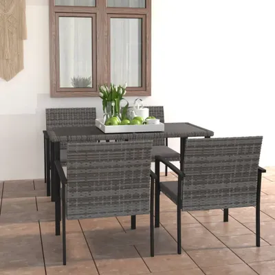 Obrázek produktu pro Maison Exclusive – 5dílná zahradní jídelní souprava z polyratanu, šedá