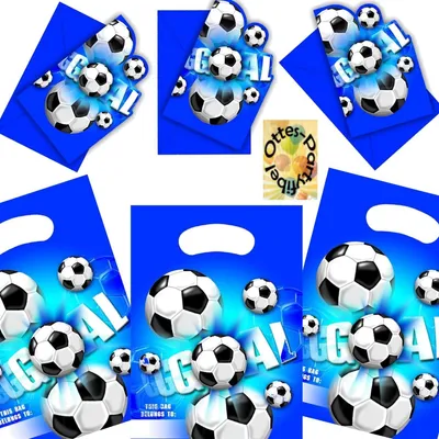 Produktbild von Fußball-Party-Set Erweiterung : 6 Einladungen 6 Mitgebseltüten