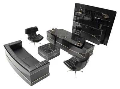 Immagine prodotto di Set completo da ufficio design, scrivania moderna nera, mobili per l'ufficio