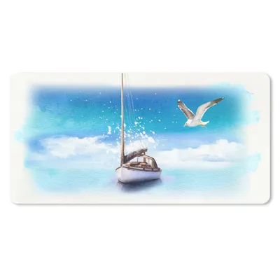 Produktbild von MuchoWow® Mauspad Mousepad Segelboot - Vogel - Meer 60x30 cm - Mousepads - Maus Mat - Pad - Mausunterlage - Nachhaltig