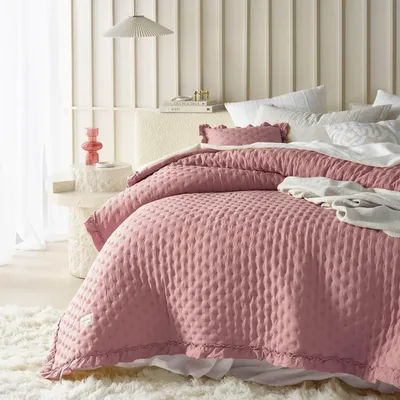 Obrázek produktu pro Elegantní přehoz růžový 220x240 cm - univerzální deka pro postel a pohovku