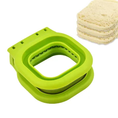 Produktbild von Kinder-Sandwichschneider, Sandwichschneider und Versiegelungsgerät, Quadratischer Brotbackautomat, 14.2*12*4.6cm, Grün