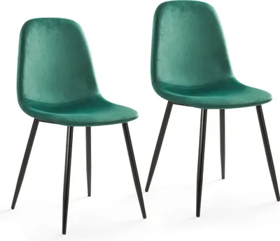Image de Mondeer Lot de 2 chaises de salle à manger en velours avec dossier vert