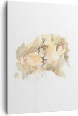 Produktbild von Bild auf Leinwand - Leinwandbild - Einteilig - Kuss Paar Liebe - 50x70cm - Wand Bild - Wanddeko - Wandbilder - Leinwanddruck - Kunstdruck - Wanddekoration - Leinwand bilder - Wandbild - PA50x70-5005