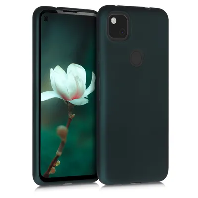 Produktbild von kwmobile Case kompatibel mit Google Pixel 4a Hülle - Schutzhülle aus Silikon metallisch schimmernd - Handyhülle Metallic Petrol