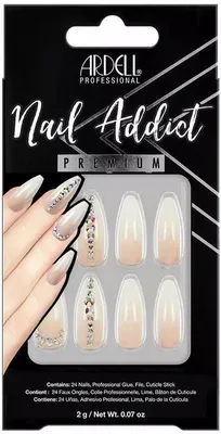 Produktbild von Ardell | 28 Tips - Künstliche Nägel - |Beige, Brokat| - Größe L - Tips - Ombre - Nagelkleber - Nude Light Crystals