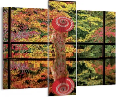 Produktbild von Bild auf Leinwand - Leinwandbild - 3 Teile - Tubikoin Tempel Die Farben - 95x80cm - Wand Bild - Wanddeko - Wandbilder - Leinwanddruck - Bilder - Wanddekoration - Leinwand bilder - CB95x80-4485