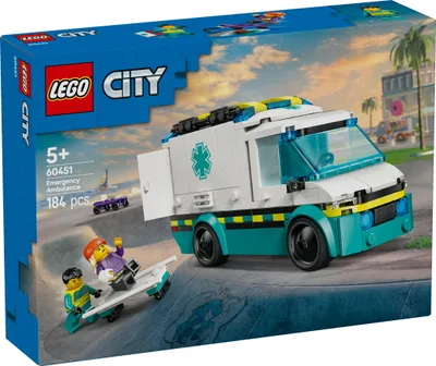 Produktbild von LEGO City Rettungswagen - Spielzeug mit 2 Minifiguren (Skateboarder und Fahrer) - Lernspielzeug für Jungen und Mädchen ab 5 Jahren - Geschenkideen zum Geburtstag und für die Feiertage 60451