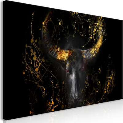 Immagine prodotto di Murale mega XXXL animale 250x125 cm pezzo unico formato XXL stampa d'arte per auto montaggio stampe su tela quadri moderni decorazione murale fai da te piatto deco toro colore macchie animale g-C-0328-ak-h