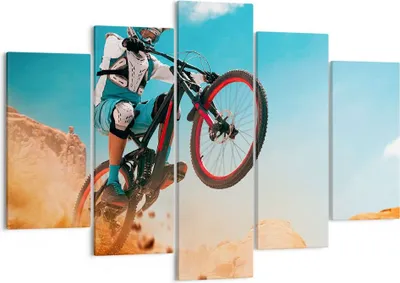 Produktbild von Bild auf Leinwand - Leinwandbild - Fahrrad Sport Helm - 150x100cm - Wand Bild - Wanddeko - Leinwanddruck - Bilder - Kunstdruck - Wanddekoration - Leinwand bilder - Wandkunst - EA150x100-4098