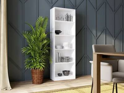 Produktbild von Bücherregal Aktenregal Standregal Raumteiler weiß mit 5 offenen Fächern aus MDF Holz | Breite 40 cm