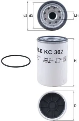 Produktbild von Kraftstofffilter MAHLE KC 362D für VOLVO B 9 Anschraubfilter