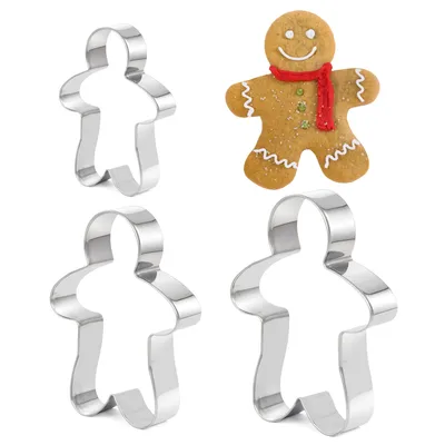 Image de Lot de 3 emporte-pièces en acier inoxydable TRIXES pour réaliser des bonhommes en pain d'épices et des biscuits