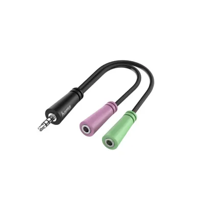 Obrázok produktu pre Hama 00200352, 3.5mm, Samec, 2 x 3.5mm, Samica, 0,15 m, Čierna