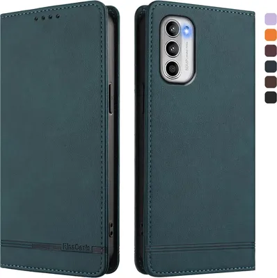 Produktbild von Hülle für Motorola Moto G 5G 2022, Retro Kunstleder Ständer Klapphülle mit Kartenfächer und Magnetische Grün