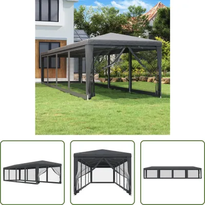 Imagen del producto de Tienda de campaña Living Store con 10 paneles laterales de malla, color antracita, de 3x12 metros, fabricada en HDPE