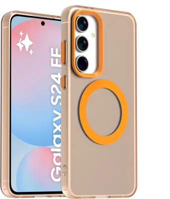 Produktbild von Handyhülle für Samsung Galaxy S24 FE, Hülle Kompatibel mit MagSafe, Schlank Durchscheinend Matt Stoßfest Schutzhülle Orange