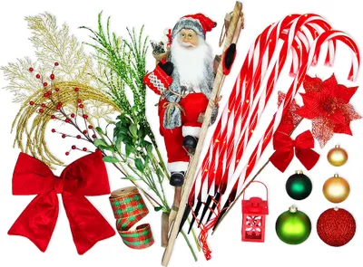 Image de Lot de 106 décorations de Noël dans une boîte « SANTA CLAUS » pour sapin de Noël de 120 à 210 cm