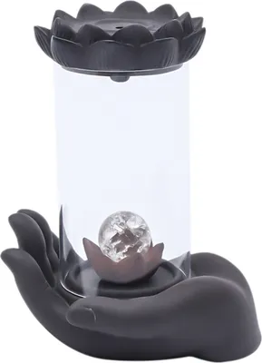 Produktbild von Keramik LED Kristallkugel Räuchergefäß Buddha Hand Rückfluss Weihrauch Brenner Winddicht Räucherstäbchen Halter Ornamente
