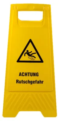 Produktbild von 1x Warnschild "Achtung Rutschgefahr" gelb beidseitig bedruckt ca. 61 cm hoch