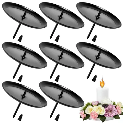 Adventskranz Kerzenhalter, 8 Stück, Metall, Schwarz, 8 cm