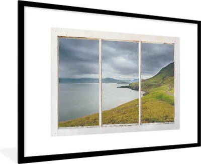 Produktbild von MuchoWow® MuchoWow® Gerahmtes Poster Aussicht - Weg - Landschaft 90x60 cm - Poster mit zchwarzem Bilderrahmen - Wanddekoration - Fotos