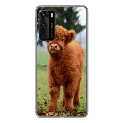 Produktbild von MuchoWow® Handyhülle Schutzhülle Hülle für Huawei P40 Scottish Highlander - Kalb - Gras Silikon Softcase Handy Hülle - Handytasche