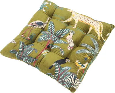 Produktbild von Samt Steppkissen, Samt Stuhlkissen, Sitzauflage, 40*40 cm - Grün, Baumwolle, Zierkissen, Dekokissen, Sofakissen