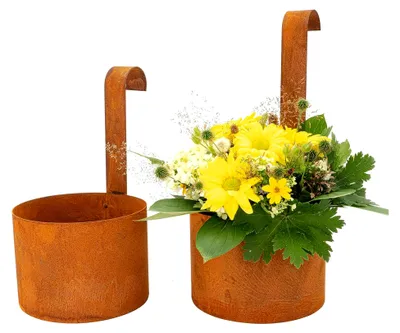 Produktbild von Blumentopf hängend im 2er Set Gartendeko Rost Balkon Deko Outdoor Deko Hängetopf