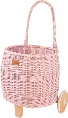 Obrázok produktu pre WikliBOX - Hračka nákupný vozík na kolieskach, Pully ružová - 32x26x62H