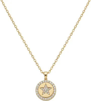 Produktbild von 375 Echtgold Halskette mit Stern Anhänger und Zirkonia Damen
