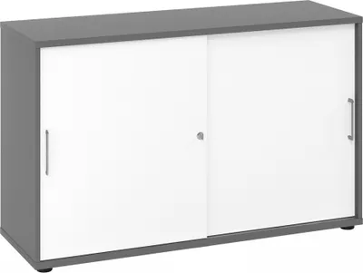 Produktbild von BETA 1752S - 2 OH Schiebetürenschrank Graphit/Weiß Metallgriff