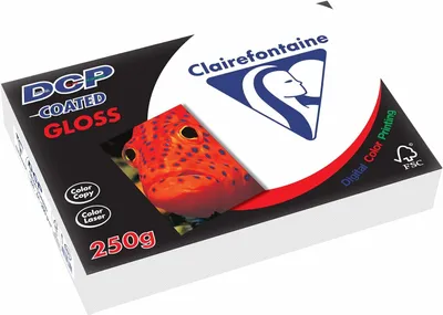 Produktbild von Clairefontaine 6871C Druckerpapier DCP Premium Kopierpapier für farbintensiven Bilderdruck, DIN A4, 21 x 29,7 cm, 250g, 1 Ries mit 250 Blatt, glänzend Weiß gestrichen