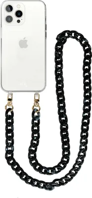 Produktbild von Marble Black Transparant Cord Hülle - Long Cord  - Kompatibel mit iPhone 13 Pro
