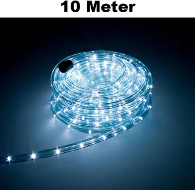 Produktbild von Trade-Shop LED Lichtschlauch Komplett Set mit Zubehör Lichterkette Beleuchtung Weiß 10 Meter F3 LED für Drinnen/Draußen Weihnachten Beleuchtung Dekoration Lichterschlauch