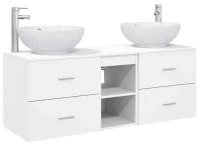 Produktbild von Badezimmermöbel-Set 3 stk. Weiß 49,5 x 44,5 x 65 cm