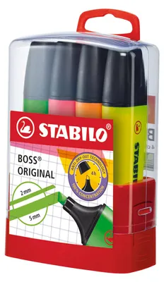 Image de STABILO BOSS Original BOSSparade - Marqueurs dans une boîte en plastique - 4 pièces