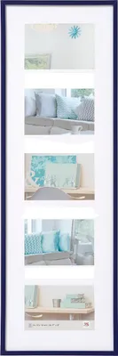 Image de Cadre photo Walther New Lifestyle bleu 25 x 75 cm pour 5 photos 10 x 15 cm