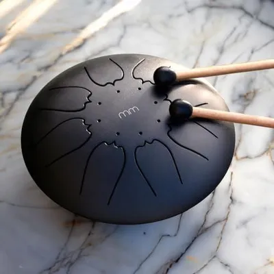 Produktbild von Zungentrommel aus Stahl – Zungentrommel – Stahlzungentrommel – Handtrommel – Handpan-Trommel – mit Schlägeln und Tragetasche – 8 Zoll – 16CM