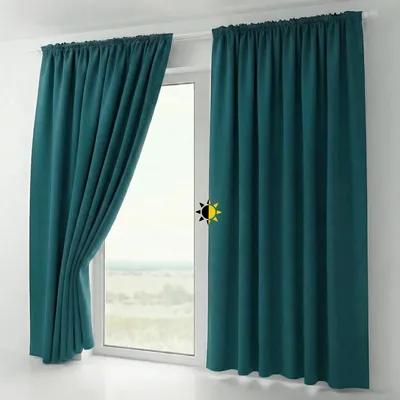 Produktbild von 2er Set Verdunkelungsgardine mit U-Band, Blackout Vorhang abdunkelnd, Größe und Farbe wählbar,140x175cm,Petrol
