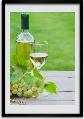 Produktbild von Bild - Bilderrahmen - Foto - 70 cm x 100 cm - MDF - Rahmen - Wandkunst - Trauben und Wein