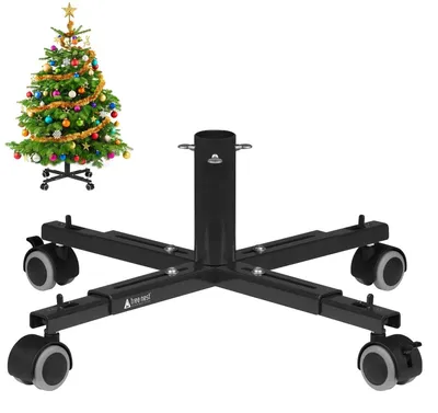 Productafbeelding van Kunstkerstboomstandaard - Met wieltjes - Tot 250 cm - Zwart - Stamdiameter 1,8 tot 3,5 cm
