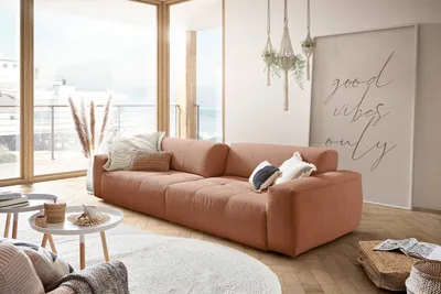 Produktbild von KAWOLA Big Sofa PALACE 3-Sitzer mit Sitztiefenverstellung Cord rost