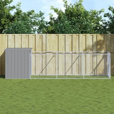 Immagine prodotto di vidaXL Cuccia per cani con corridoio Grigio chiaro 110x405x110 cm Acciaio zincato