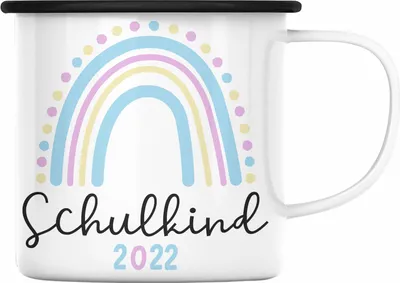 Produktbild von Trendation - Einschulung Mädchen 2022 Geschenk Emaille Tasse Schulstart 1. Schultag Schuleinführung Schulanfang Geschenkidee 2022 Schulkind Ich Glitzer Jetzt In Der Schule (Schwarz)