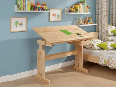 Produktbild von Carfizzi - Schreibtisch, 109x55x63h cm Eiche Braun, Massivholzplatte