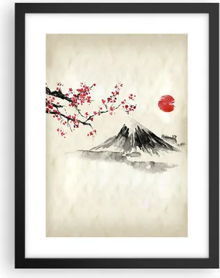 Produktbild von Gerahmtes Poster - Schwarzer Rahmen - Aquarell asiatisch Landschaft - 30x40 cm - Wand Bild - Wanddeko - Wandbilder - Kunstposter - Wandposter - Bilderrahmen - Bilder - Kunstdruck - P2BPA30x40-4513