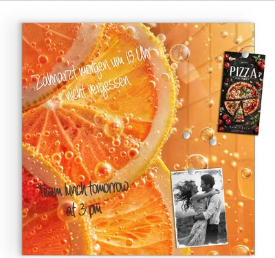 Produktbild von Magnettafel 50x50cm Pinnwand Whiteboard beschreibbar - Spritzige Orange