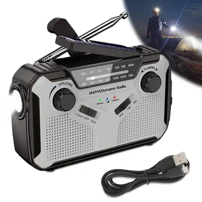 Produktbild von Solar radio,Selbstbetriebenes Kurbelradio mit LED-Taschenlampe,Notfallradio AM/FM Wetter Wind Up Radio, Handkurbel-Dynamo für Notladung von Smartphone